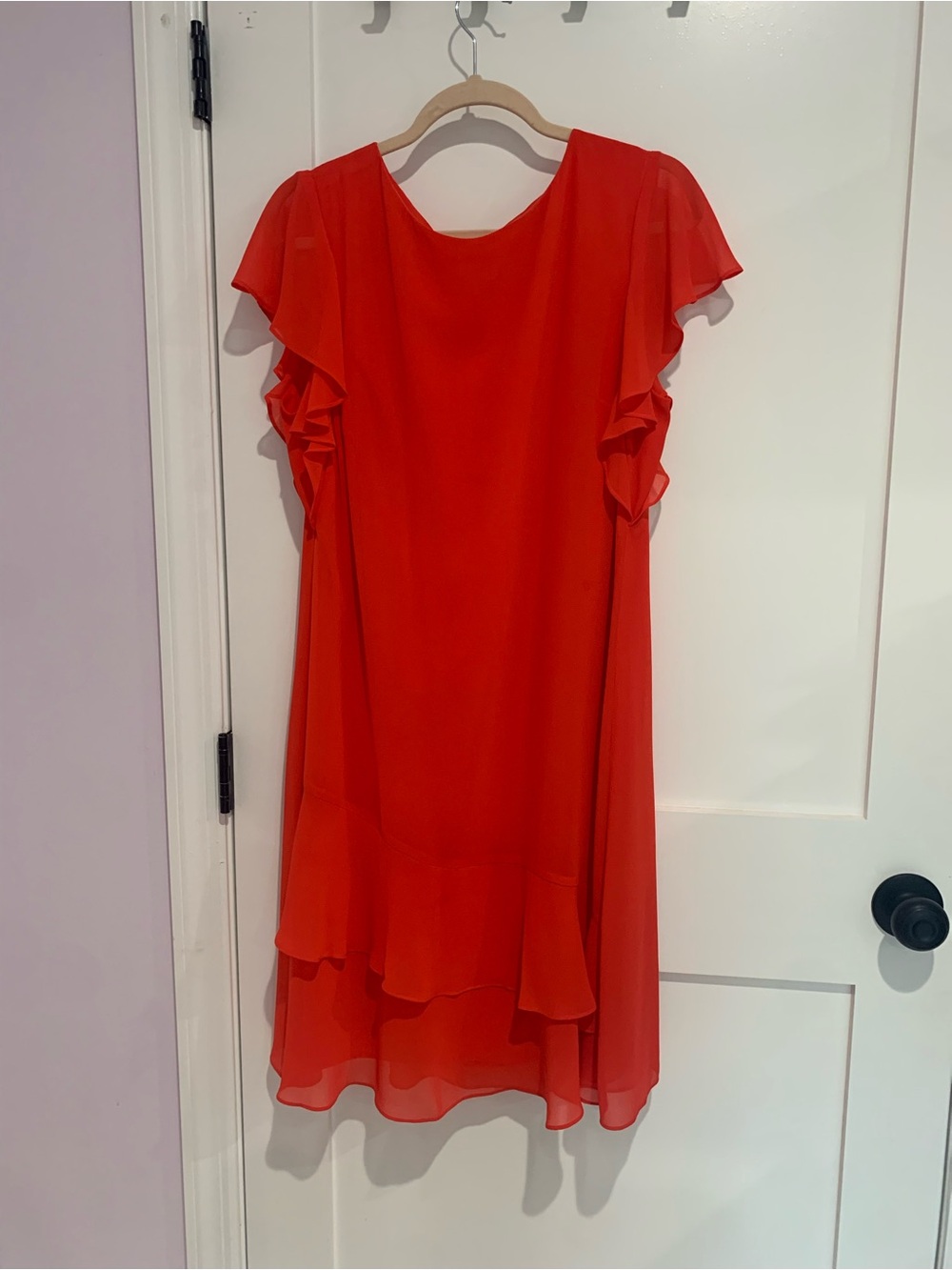 Ralph Red Ruffle Sleeve Shift Dress